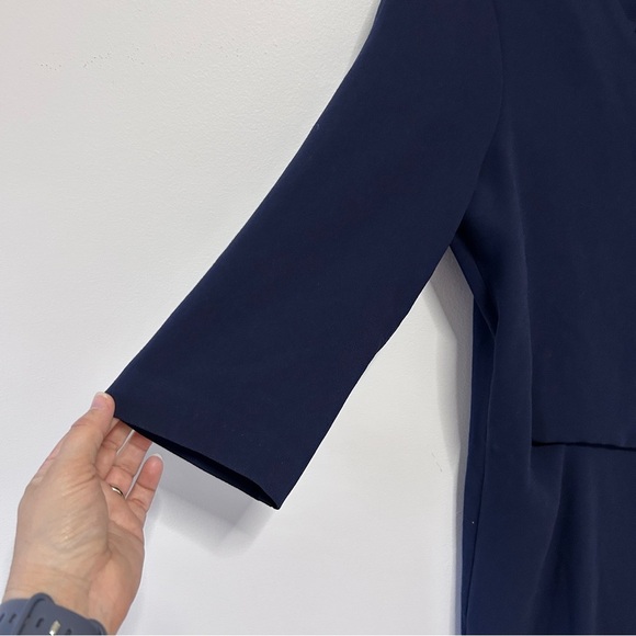 Gerard Darel Women's Size 8(40) Blue Asymmetrical Sheath Dress V-neck 3/4 Sleeve - Picture 7 of 16